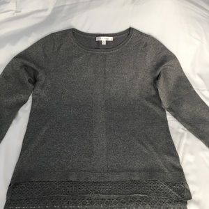 Gray lace bottom sweater